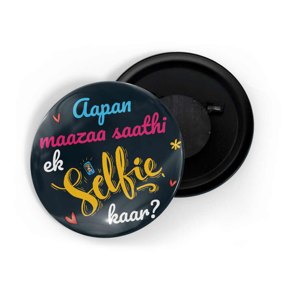 dhcrafts Fridge Magnet Black Marathi slags / Language / words / sentence Appan Maazaa Saathi Ek Selfie Kaar? Glossy Finish Design Pack of 1